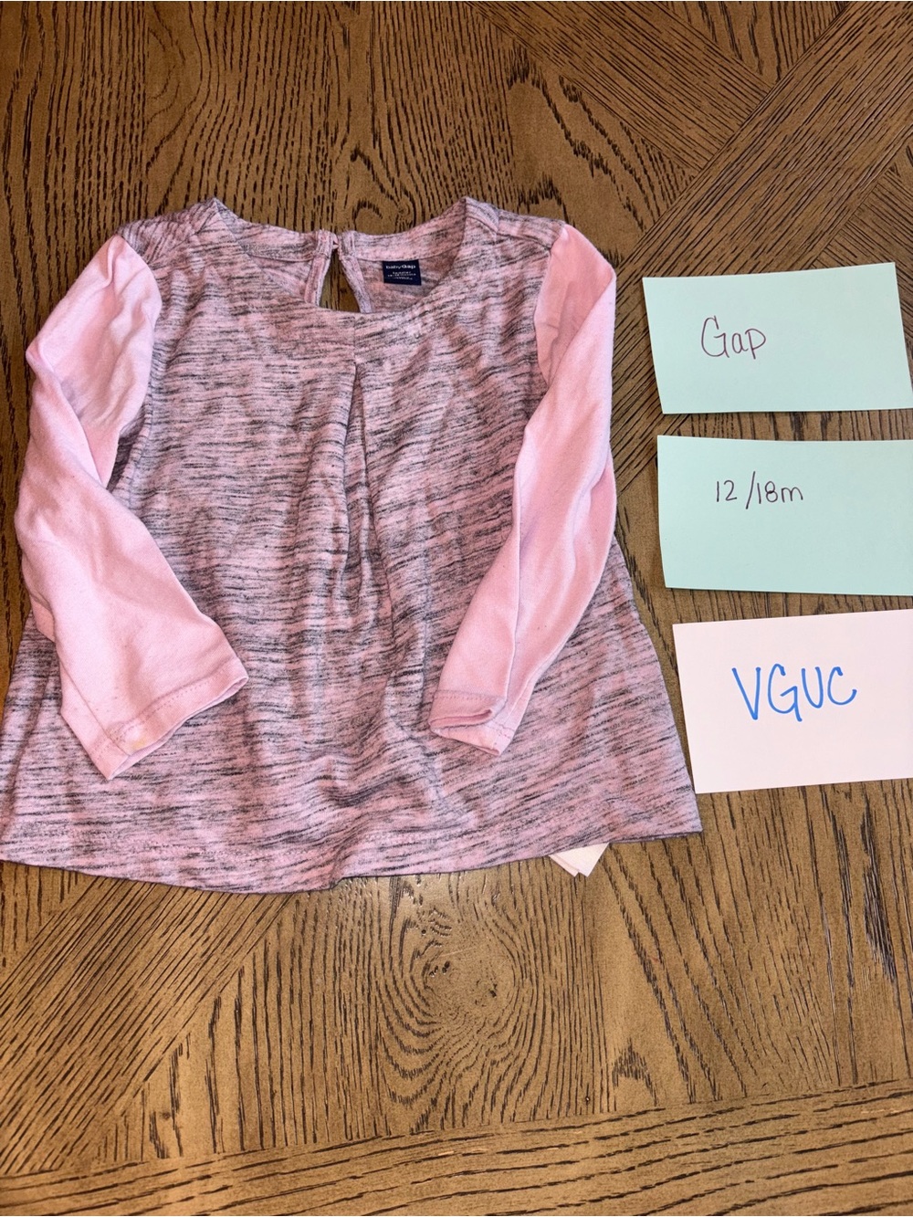 GAP Heathered Light Pink Long Sleeve Top